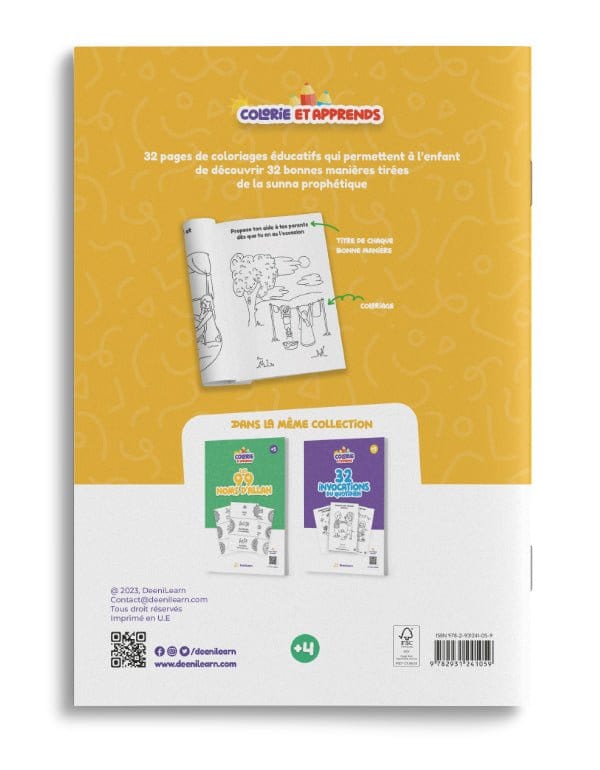 Colorie et Apprends : 32 bonnes manières DeeniLearn Livre Islam Enfant 9782931241059 Librairie Musulmane Al-imen