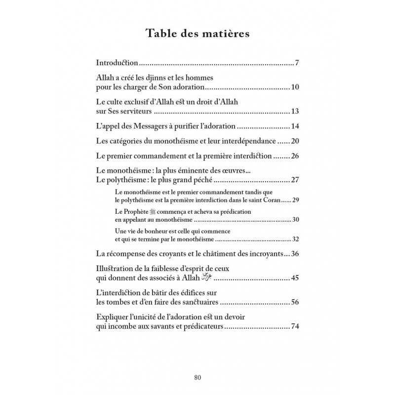 L'importance du Tawhid dans l'adoration - ‘Abd al-Muhsin al-‘Abbâd Al-Hadîth Livre > Islam > Tawhid / Aqidah (Croyance) 9782875450104 Librairie Musulmane Al-imen