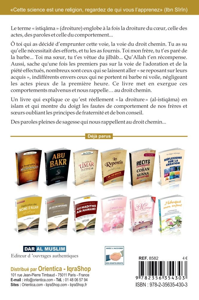 Sur le droit chemin : Comprendre La Droiture (Al - Istiqâma) - Zahir Ait - Akli - Éditions Dar Al Muslim - Livres par édition par Dar Al - Muslim disponible chez Al - imen